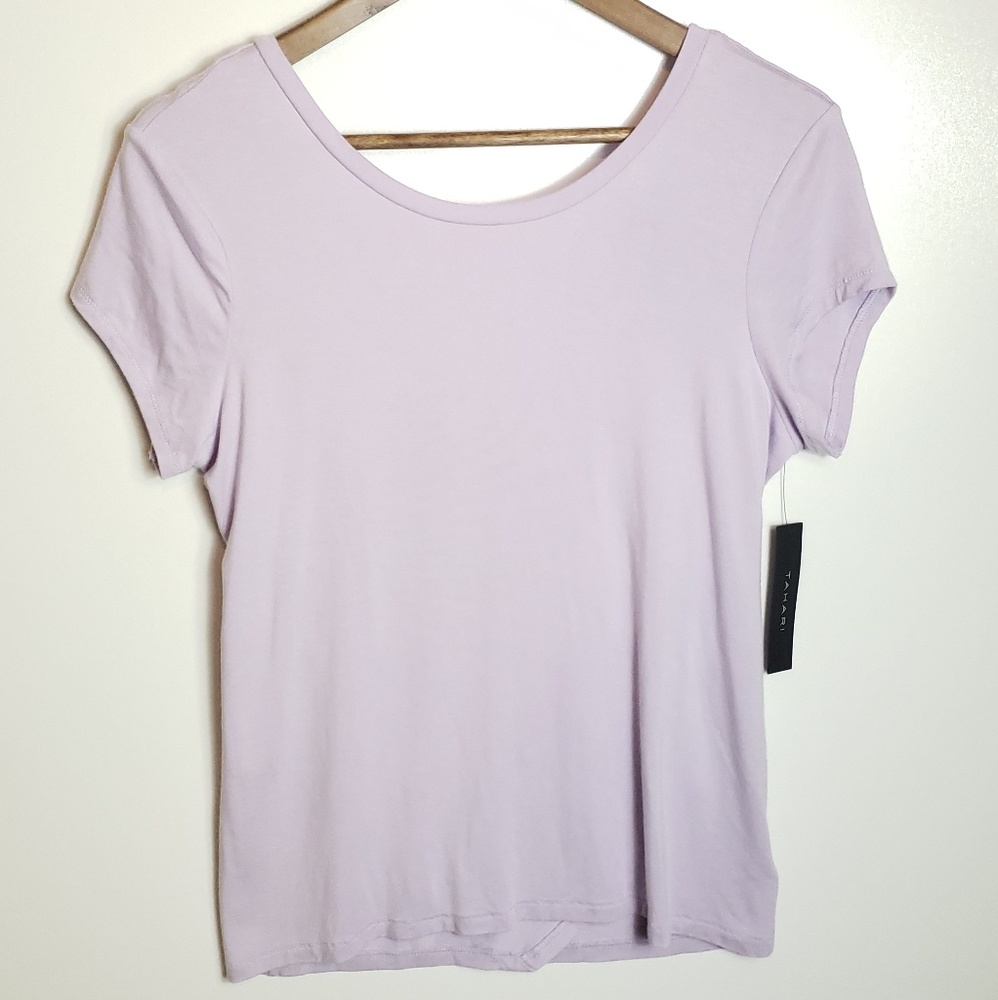 NWT Tahari Lilac Lavender Wrap Back Tee